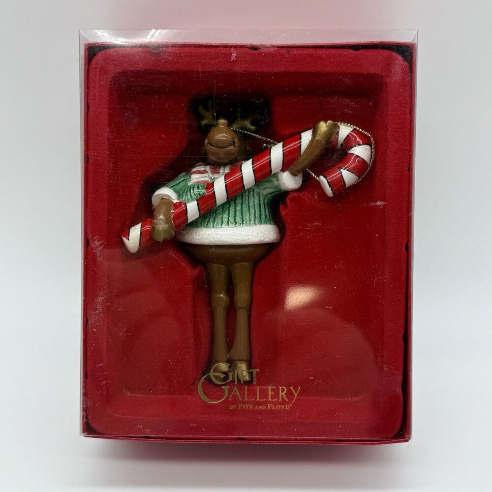 FITZ & FLOYD Reindeer Sweeties Ornament Ceramic Rebba Reindeer In Box